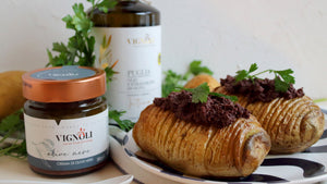 Hasselback Potatoes with Black Olives Tapenade