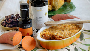 Mandarin scented Sweet Potatoes and Plums Casserole