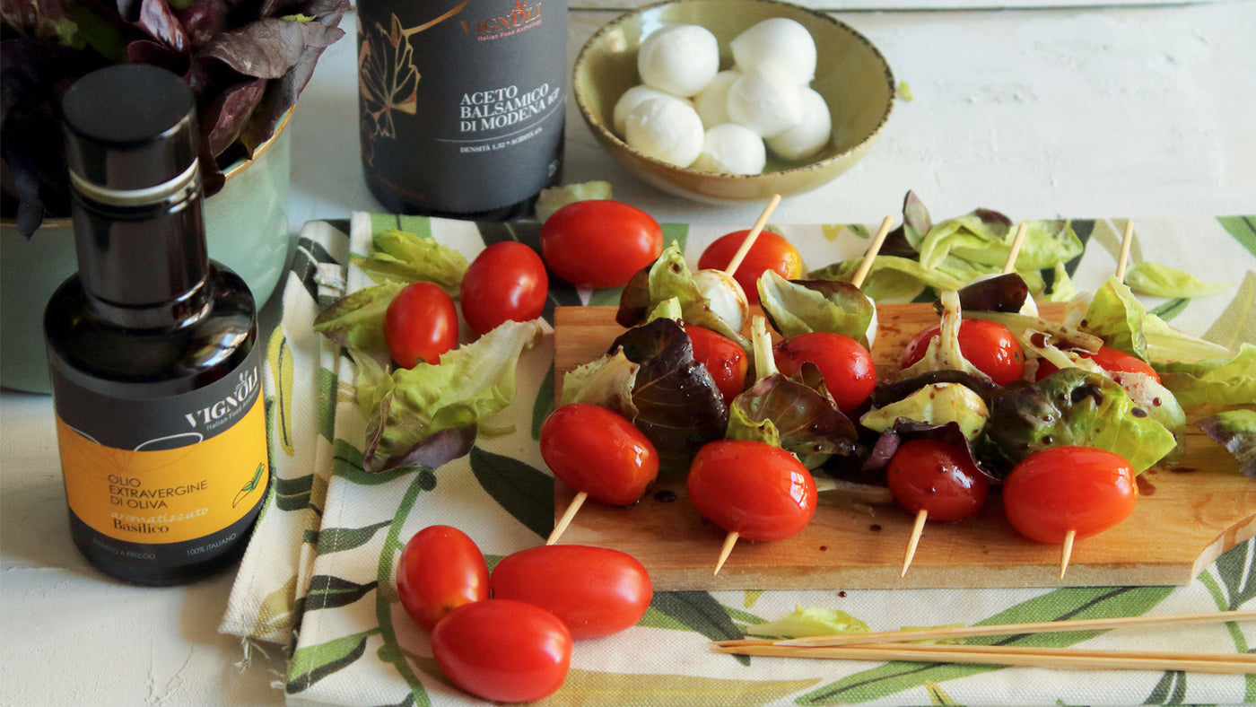 Balsamic caprese skewers