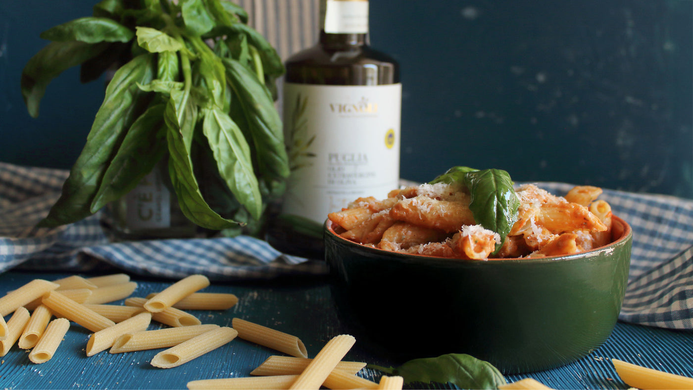 Roasted Eggplant and Roasted Tomato Sauce Pasta