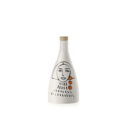 “2 Ladies” Ceramic Olive Oil Bottle - Classic Edition - White