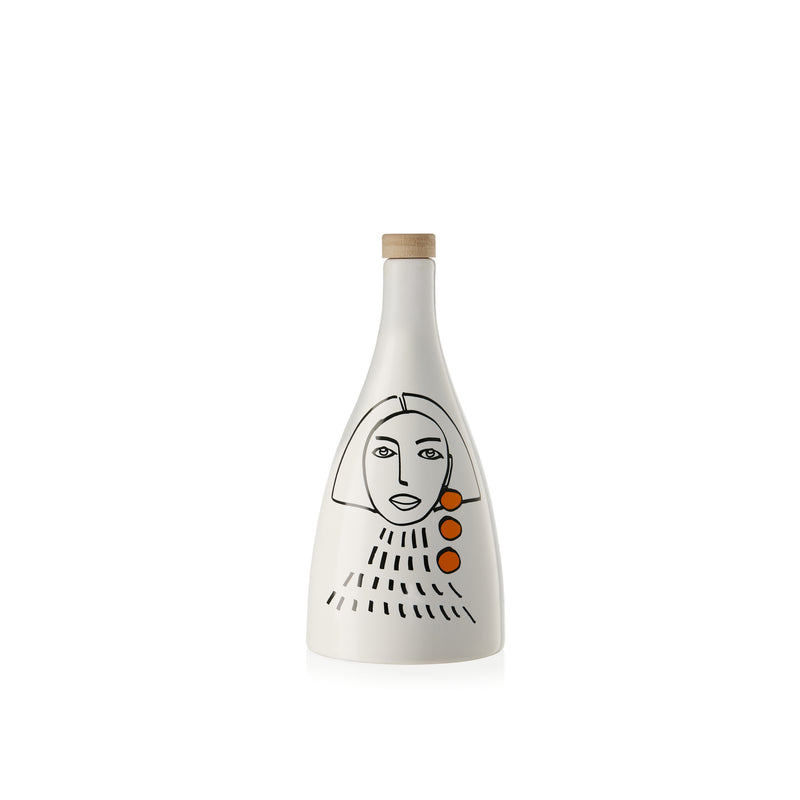 “2 Ladies” Ceramic Olive Oil Bottle - Classic Edition - White