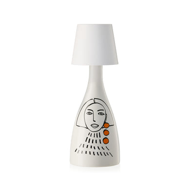 “2 Ladies” Ceramic Olive Oil Bottle - Lamp Edition - White