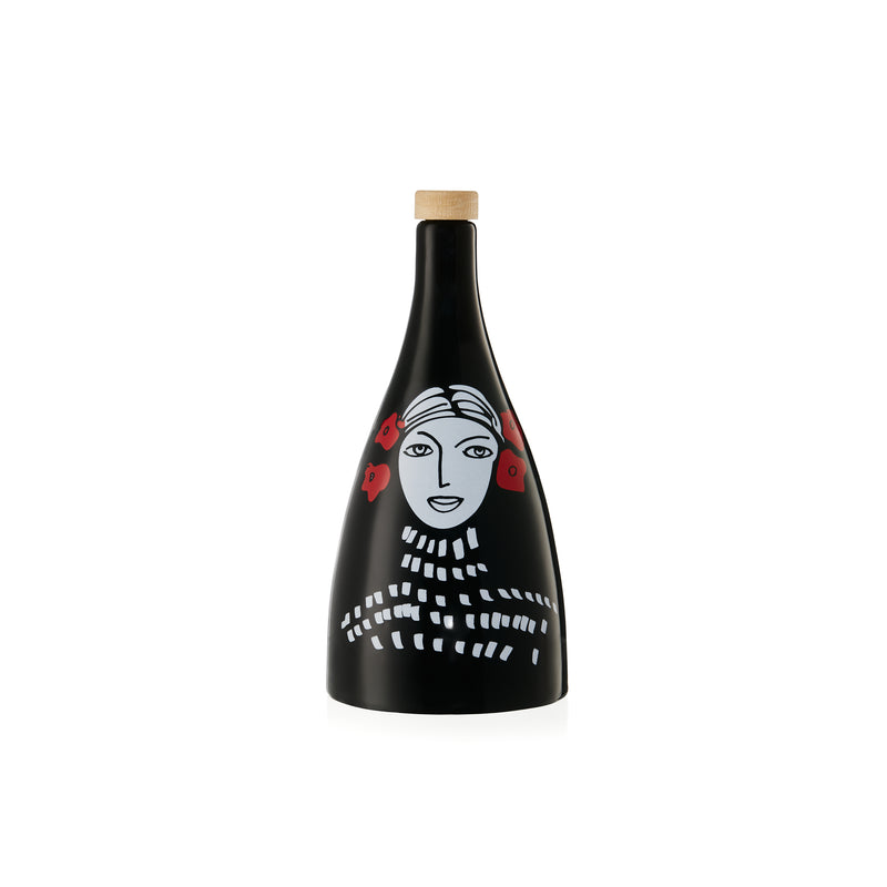 “2 Ladies” Ceramic Olive Oil Bottle - Classic Edition - White & Black Set