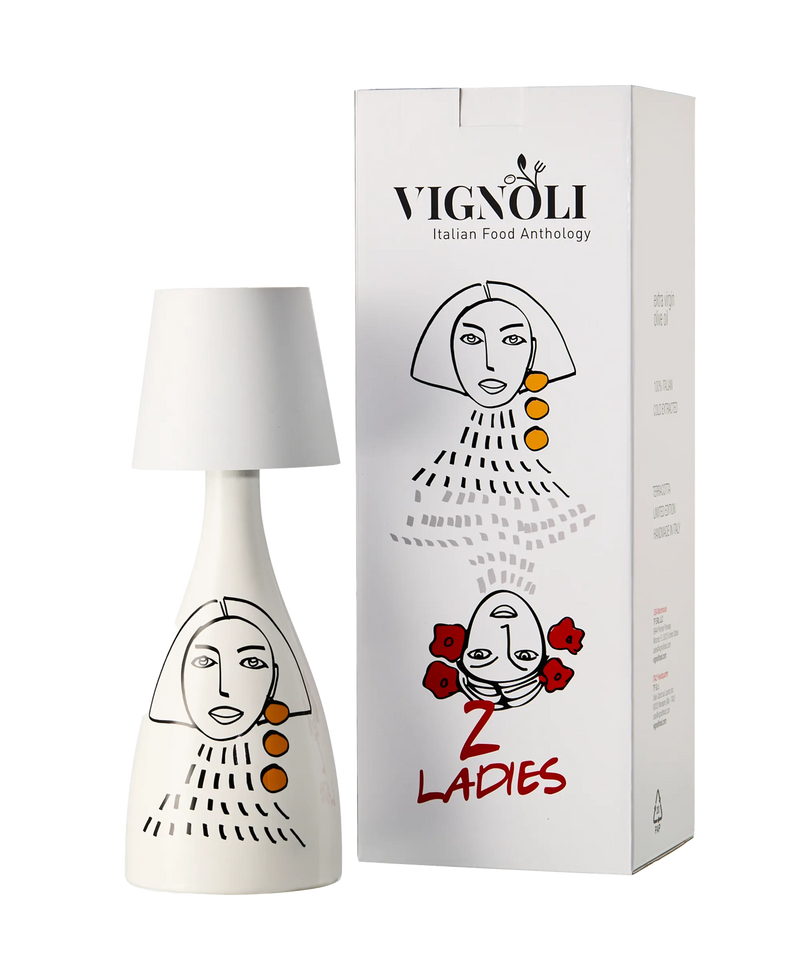 “2 Ladies” Ceramic Olive Oil Bottle - Lamp Edition - White