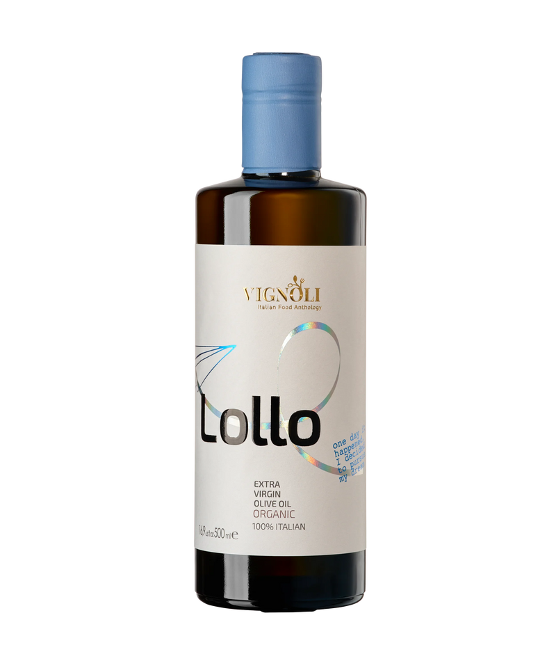 Vignoli Lollo Organic Extra Virgin Olive Oil front of 16.9oz bottle