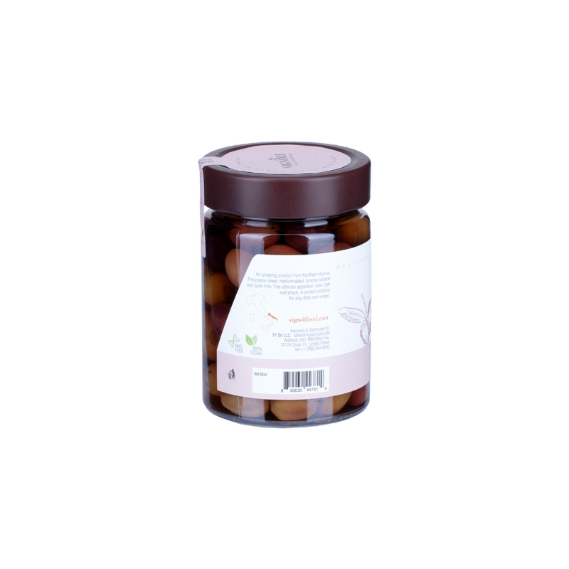 Peranzana Olives back of 10.22 Ounce jar 