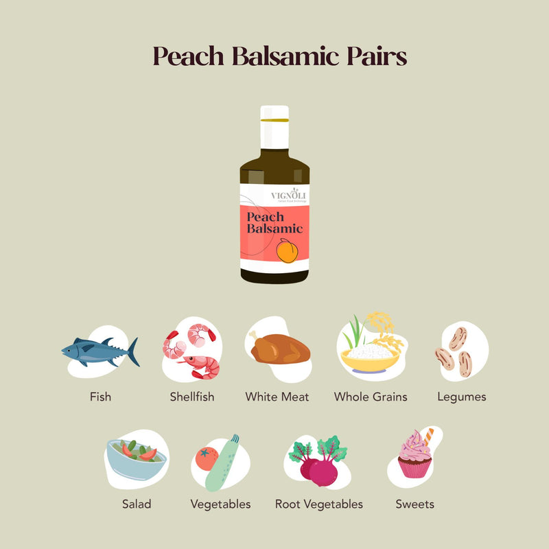 Vignoli Peach Infused Balsamic Vinegar food pairing chart