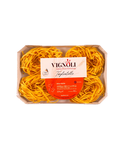 Vignoli Italian Tagliatelle Egg Pasta front of 8.8oz pack