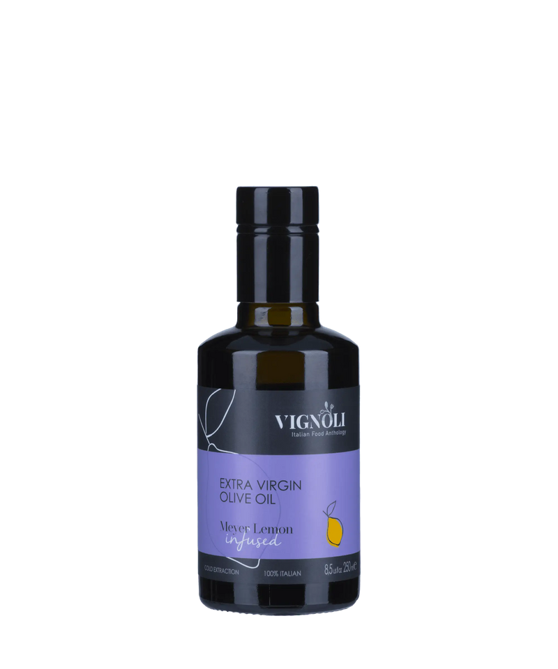 Vignoli Meyer Lemon Infused Extra Virgin Olive Oil front of 8.5oz bottle